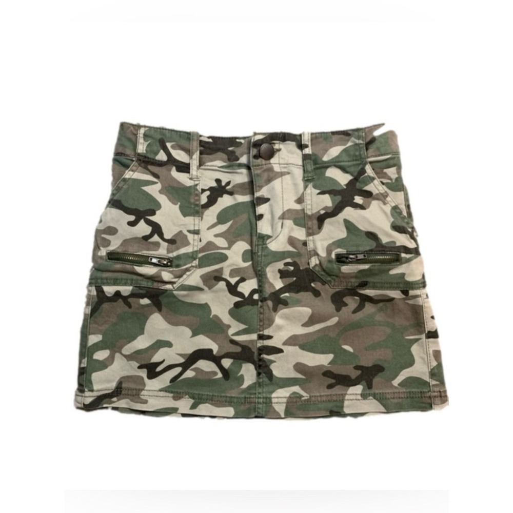 Love‎ Fire Green Camo Denim Mini Skirt Womens Small